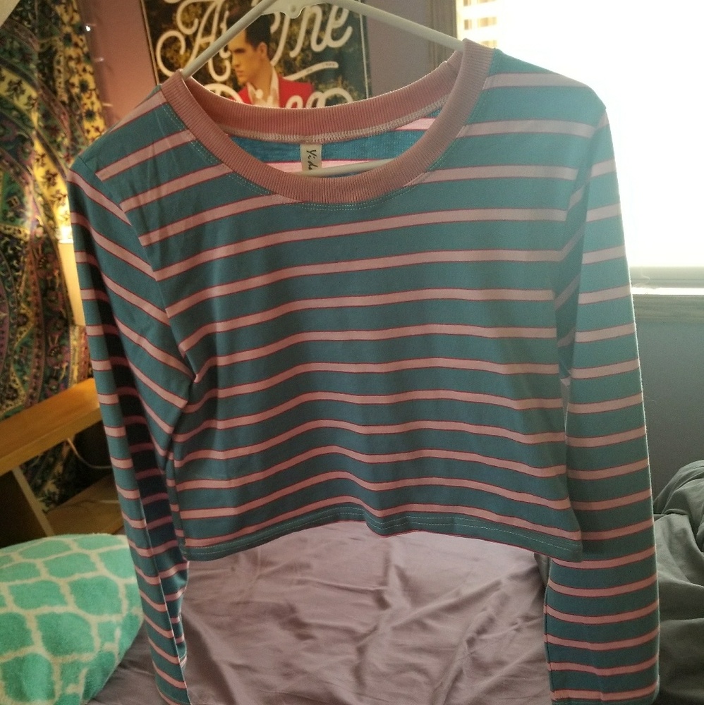 Striped long sleeve crop top